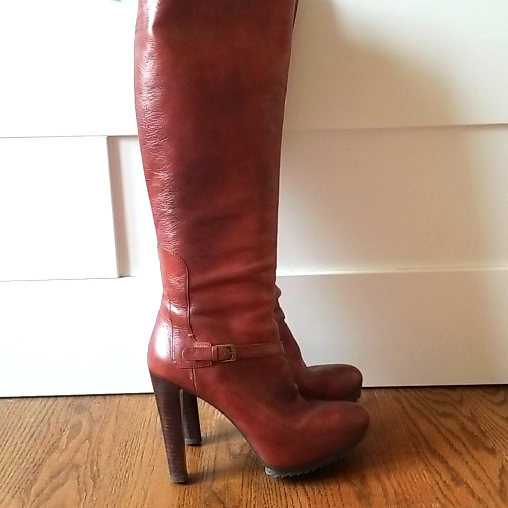Tall brown boots with hidden platform